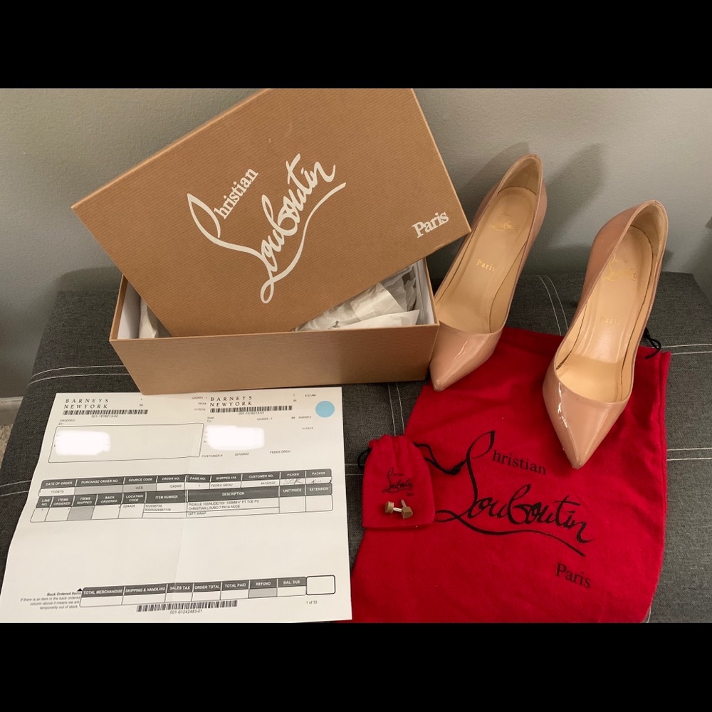 Christian Louboutin Pigalle 100 Patent Nude